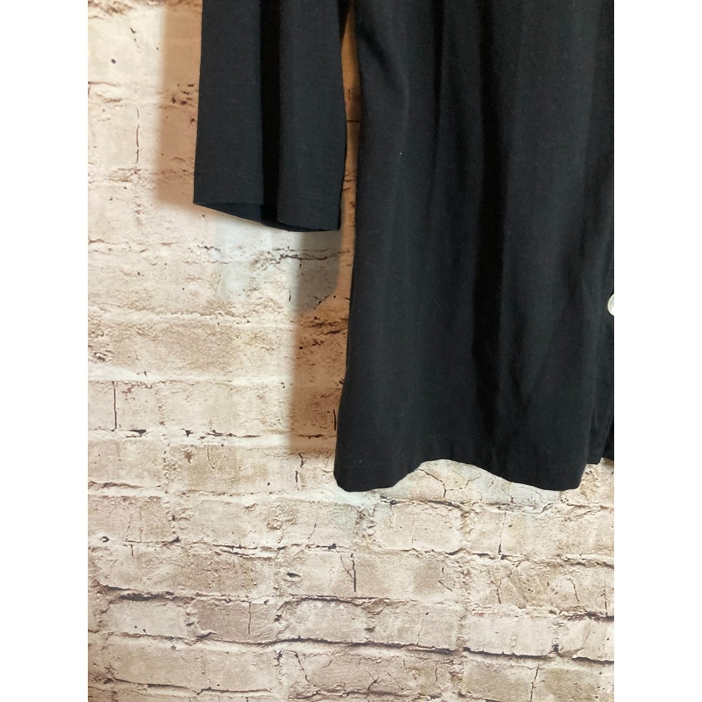 D&Co. Top Womens Large Black Button Up Jersey Cotton Stretch Pearl Buttons - Picture 3 of 11